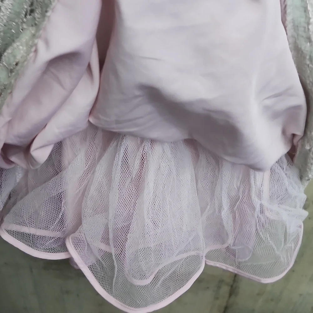 Pippa & Julie Mint Green/ Pale Pink Eyelet Dress with Flower Accent Size 3T